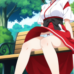 【エロ画像】黒髪アップグラマラス巫女×野外露出_AI_アニメエロ画像