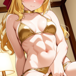 【エロ画像】金髪ハーフアップ筋肉質×オナニー・自慰_AI_アニメエロ画像