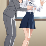 【エロ画像】白髪三つ編み筋肉質×ガラスおっぱい押し付け_AI_アニメエロ画像