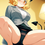 【エロ画像】金髪サイドテールむっちり×くぱぁ・大開脚_AI_アニメエロ画像