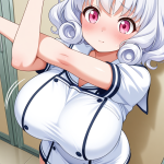 【エロ画像】白髪ロールツインテール小柄×巨乳・爆乳_AI_アニメエロ画像