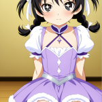【エロ画像】紫髪ツインおさげ貧乳×貧乳・微乳_AI_アニメエロ画像