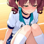 【エロ画像】茶髪ツインテールグラマラス×体操服・ブルマ_AI_アニメエロ画像