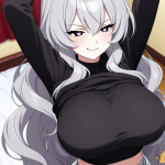 【エロ画像】グレー髪ウェーブロンググラマラ×巨乳・爆乳_AI_アニメエロ画像