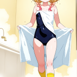 【エロ画像】ピンク金髪ツインおさげロリ×お風呂・入浴_AI_アニメエロ画像