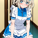 【エロ画像】プラチナショート筋肉質×メイド服_AI_アニメエロ画像