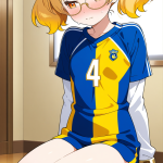 【エロ画像】金髪ツインテール長身貧乳×貧乳・微乳_AI_アニメエロ画像