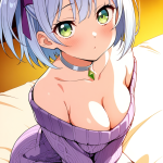 【エロ画像】黒紫グラデーションサイドテール×パイズリ_AI_アニメエロ画像
