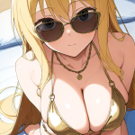 【エロ画像】金髪セミロング細身長身×パイズリ_AI_アニメエロ画像