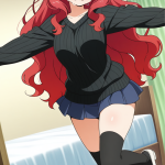 【エロ画像】緑髪ウェーブロンググラマラス×美少女エロ_AI_アニメエロ画像