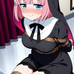 【エロ画像】桜色ボブウェーブむっちり×縛り・拘束_AI_アニメエロ画像