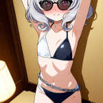 【エロ画像】銀髪セミロング貧乳×手縛り・拘束_AI_アニメエロ画像