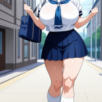 【エロ画像】グラデーションツインおさげ筋肉×巨乳・爆乳_AI_アニメエロ画像