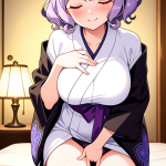 【エロ画像】紫髪外ハネボブグラマラス×オナニー・自慰_AI_アニメエロ画像