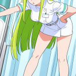 【エロ画像】ライム緑ロング巨乳×ナース服_AI_アニメエロ画像