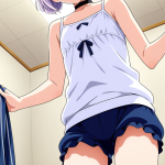 【エロ画像】ピンク髪アップスタイル長身貧乳×体操服・ブルマ_AI_アニメエロ画像