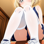 【エロ画像】黒青グラデーションアップロリ×ニーソ・絶対領域_AI_アニメエロ画像