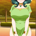 【エロ画像】深緑セミロンググラマラス×野外露出_AI_アニメエロ画像