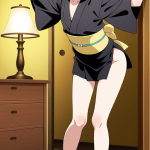 【エロ画像】黒髪お団子スレンダー×貧乳・微乳_AI_アニメエロ画像