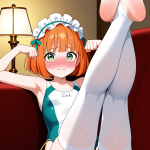 【エロ画像】オレンジ外ハネボブロリ体型×足コキ_AI_アニメエロ画像