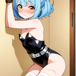 【エロ画像】水色ポニーテールロリ体型×縛り・拘束_AI_アニメエロ画像