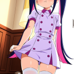【エロ画像】黒青グラデーションツインテール×ニーソ・絶対領域_AI_アニメエロ画像