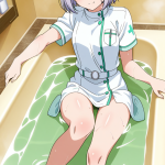 【エロ画像】グレーボブスレンダーナース×お風呂・入浴_AI_アニメエロ画像