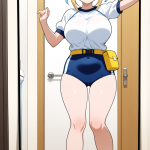 【エロ画像】金髪お団子むっちり×鏡越し_AI_アニメエロ画像