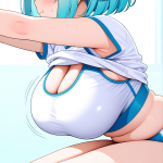 【エロ画像】黒青グラデボブむっちり小柄×巨乳・爆乳_AI_アニメエロ画像