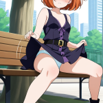 【エロ画像】オレンジボブ小柄むっちり×野外露出_AI_アニメエロ画像