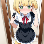 【エロ画像】金髪刈り上げショート小柄×鏡越し_AI_アニメエロ画像