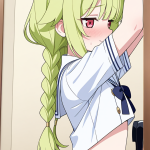 【エロ画像】ライム三つ編み貧乳小柄×貧乳・微乳_AI_アニメエロ画像