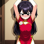 【エロ画像】紫髪ウェーブロング貧乳長身×手縛り・拘束_AI_アニメエロ画像