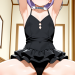 【エロ画像】紫髪外ハネボブ貧乳小柄×バック・後背位_AI_アニメエロ画像