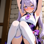 【エロ画像】紫髪セミロングウェーブ巨乳×縛り・拘束_AI_アニメエロ画像