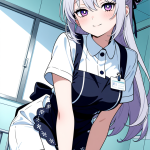 【エロ画像】水色ハーフアップ巨乳メイド×ナース服_AI_アニメエロ画像