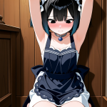 【エロ画像】黒青グラデーションボブむっちり×手縛り・拘束_AI_アニメエロ画像