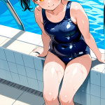 【エロ画像】グレーツインテールむっちり×スクール水着_AI_アニメエロ画像