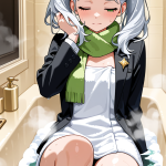 【エロ画像】白髪ロールツイン細身長身×お風呂・入浴_AI_アニメエロ画像