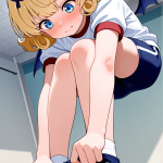 【エロ画像】金髪くせ毛ショート貧乳×体操服・ブルマ_AI_アニメエロ画像