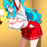 【エロ画像】水色髪内巻きセミロングロリ体型×巨乳・爆乳_AI_アニメエロ画像