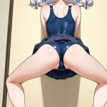 【エロ画像】グレーツインおさげ貧乳長身×バック・後背位_AI_アニメエロ画像
