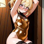【エロ画像】金髪ポニーテールむっちり×手縛り・拘束_AI_アニメエロ画像