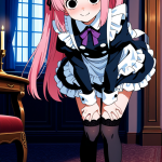 【エロ画像】ピンク髪ロング貧乳小柄×メイド服_AI_アニメエロ画像