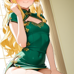 【エロ画像】金髪ウェーブロングスレンダー×おしっこ・放尿_AI_アニメエロ画像