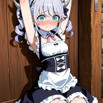 【エロ画像】水色ショート貧乳小柄×縛り・拘束_AI_アニメエロ画像