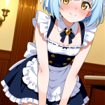 【エロ画像】水色ショート貧乳小柄×メイド服_AI_アニメエロ画像