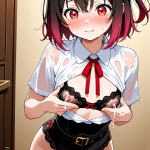 【エロ画像】グラデーション金ピンクサイドテ×授乳・母乳_AI_アニメエロ画像