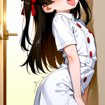 【エロ画像】黒髪セミロング小柄ナース×アヘ顔・イキ顔_AI_アニメエロ画像