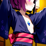 【エロ画像】紫髪外ハネボブ貧乳小柄×貧乳・微乳_AI_アニメエロ画像